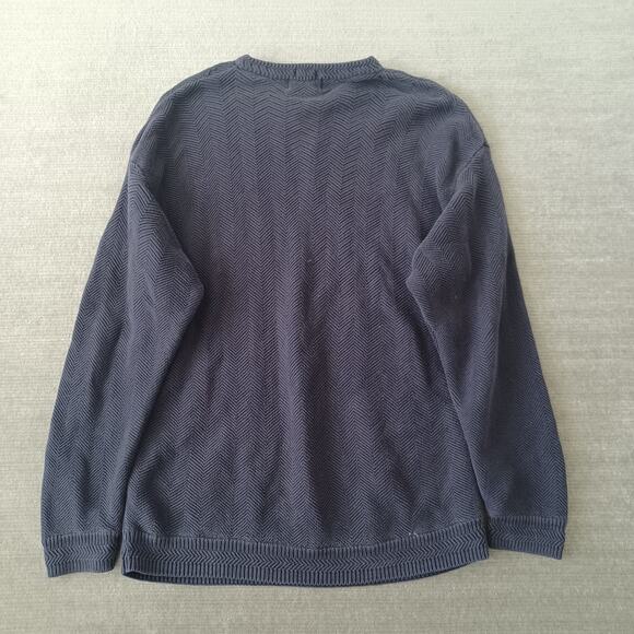 VTG Chaps Ralph Lauren Sweater Mens L Blue Heavy Knit Hand Framed 90s Fisherman - Picture 2 of 9